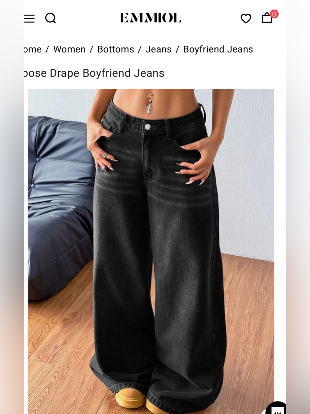 Small Wide Leg Boyfriend Jeans - Black